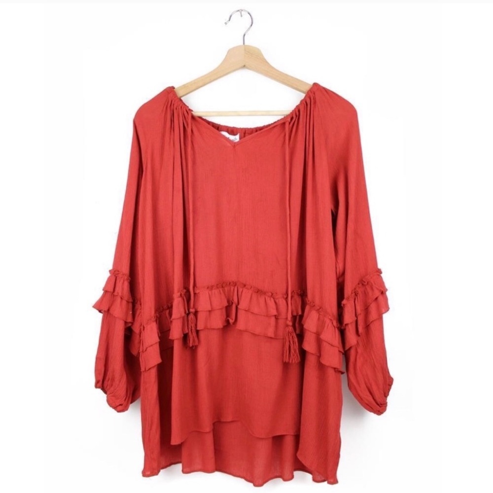 ⚜️NEW, Boutique Ruffled Tassel Bohemian Tunic⚜️ - Picture 2 of 3
